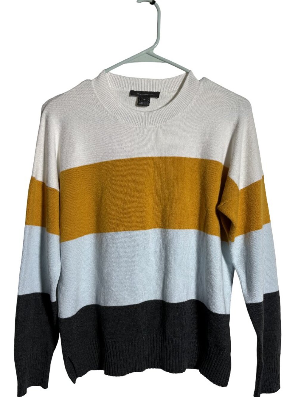 French Connection Colorblock Striped Crewneck Sweater Women’s S Retro Cozy Knit - Picture 2 of 7